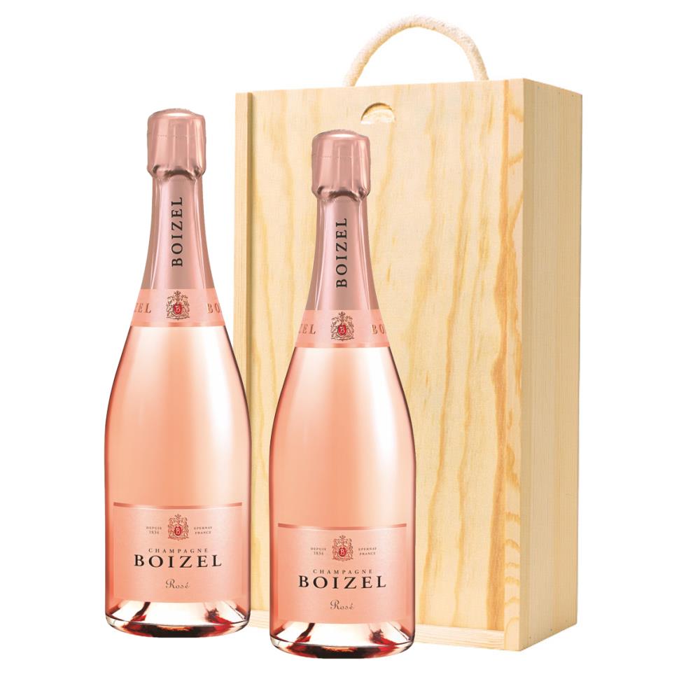 Boizel Rose  NV Champagne 75cl Two Bottle Wooden Gift Boxed (2x75cl)